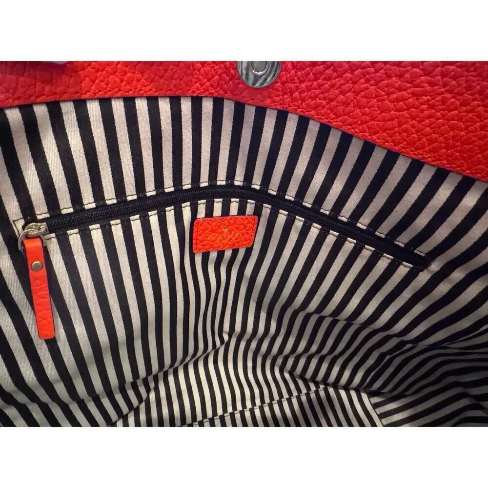 Kate Spade New York Orange Large Purse Bag Leather Magnetic Closure Pockets